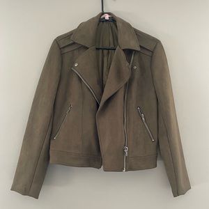 Philosophy faux leather suede style jacket never worn size large brown green